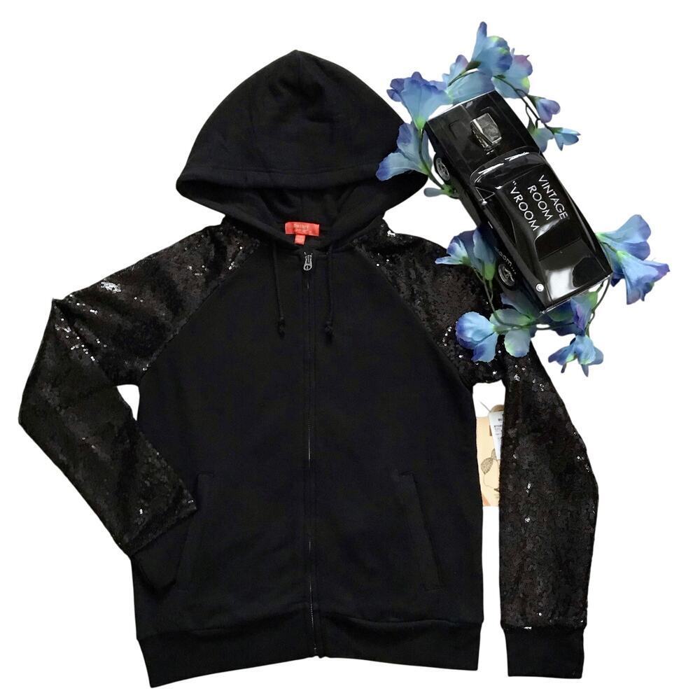 Butter NWT Full Zip Sequins Hoodie Girls L (12)